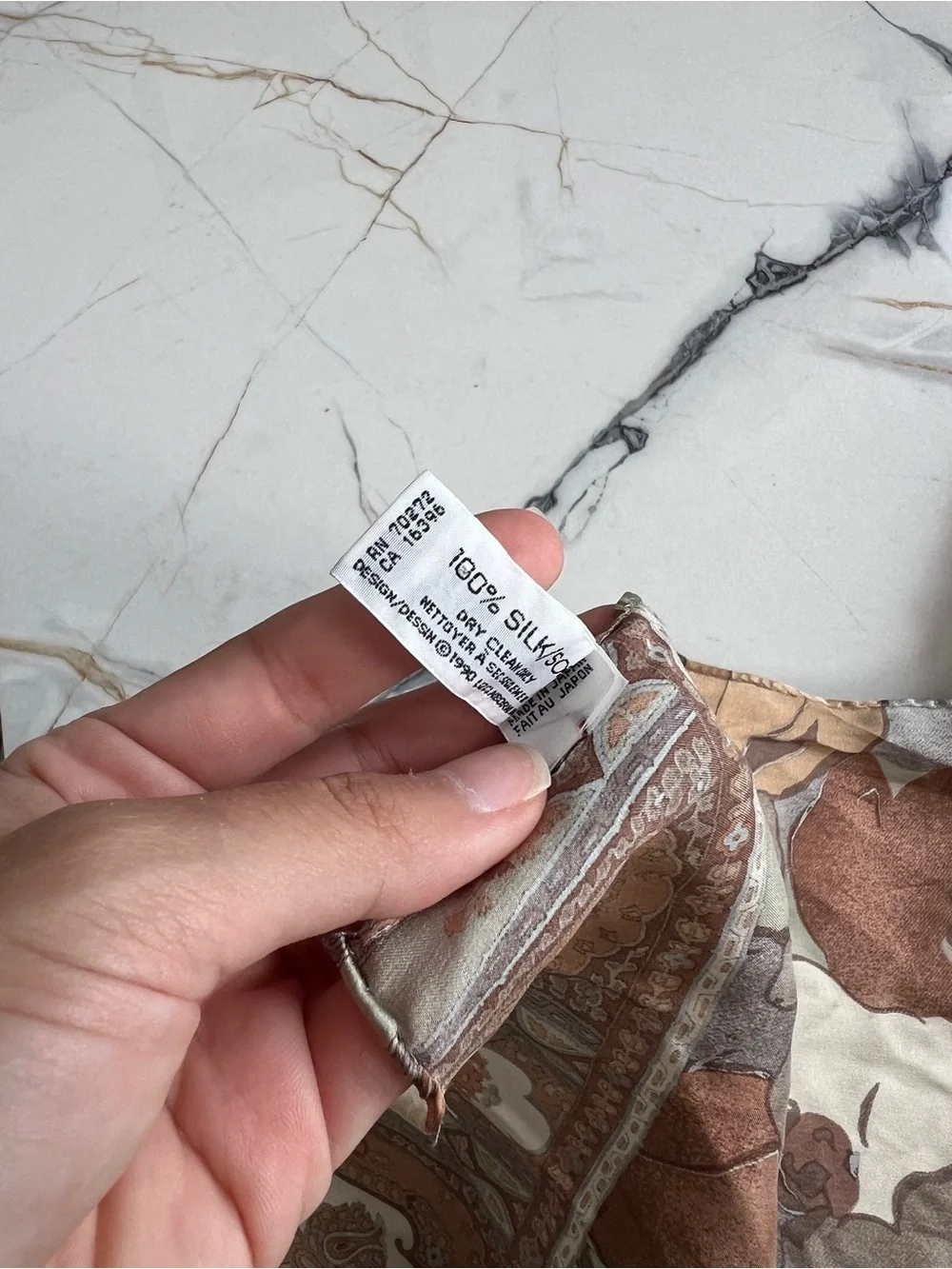 100% Silk Fall Themed Floral Print Scarf in Brown and Cream